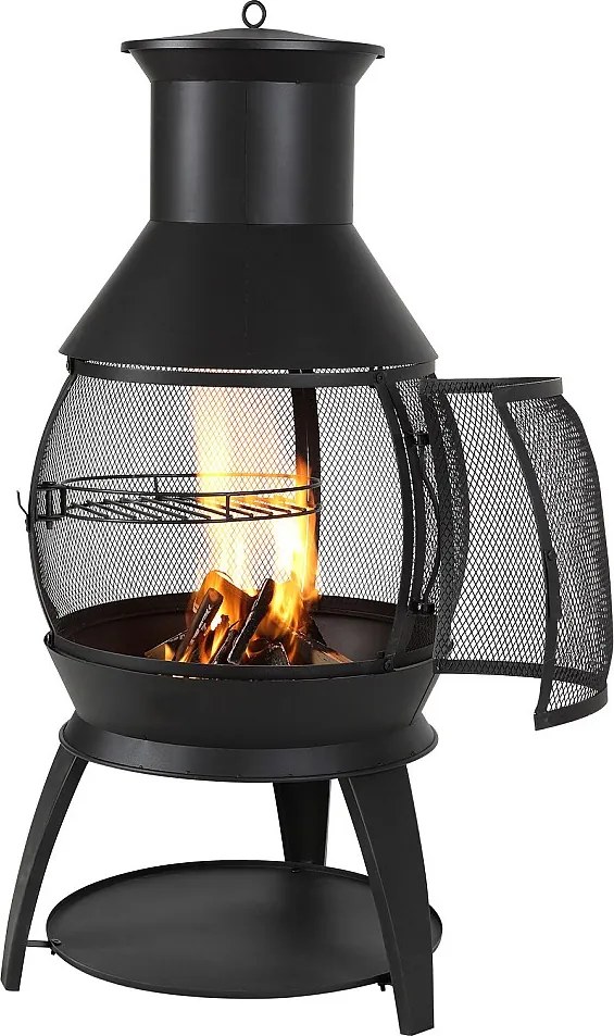 Kominek Zewnętrzny SucceBuy, Z Żelaza o Wysokości 56 cm, z Siecią i Pokrywą Kominka, do Spotkań w Ogrodzie, Biwakowania i Imprez Plenerowych