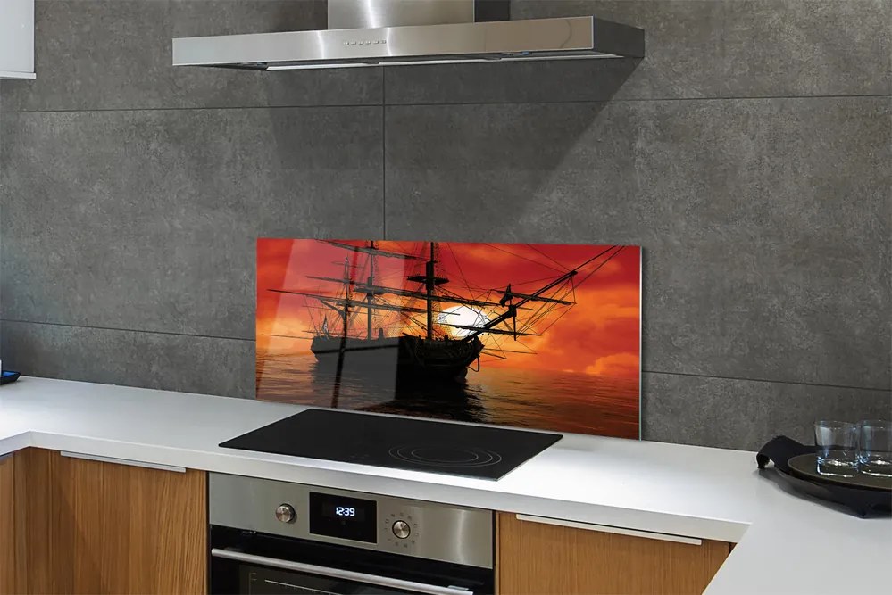 Szkło do Kuchni na Ścianę Słoneczny Rejs Statkiem