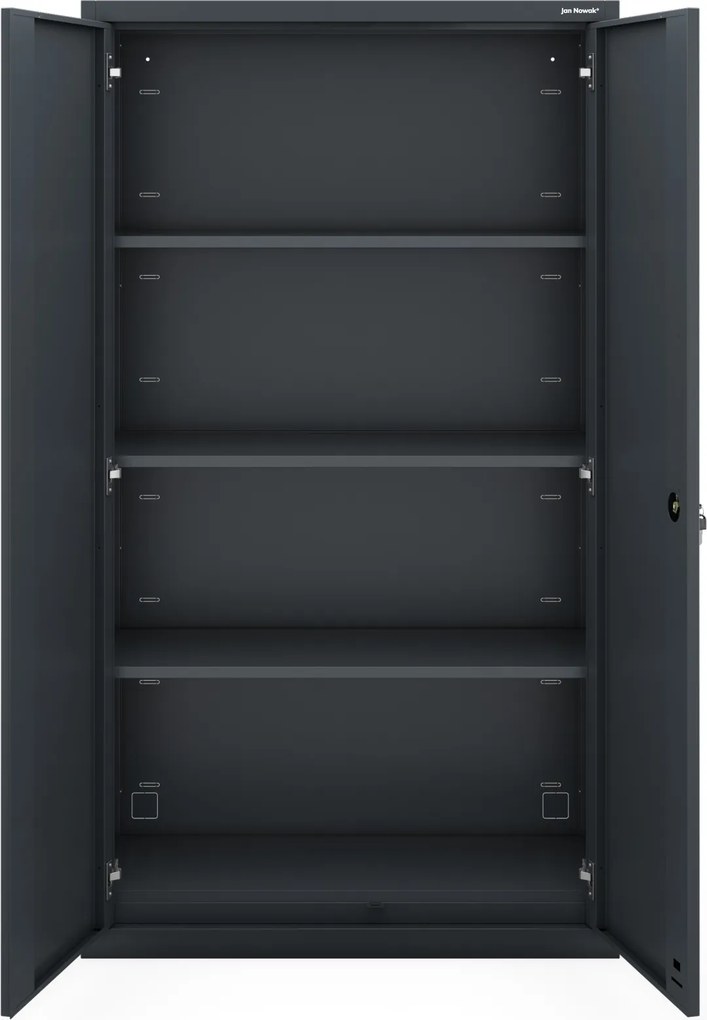 Szafa modułowa metalowa z półkami na cokole antracytowa, 1600x900x400 mm: MEGAN