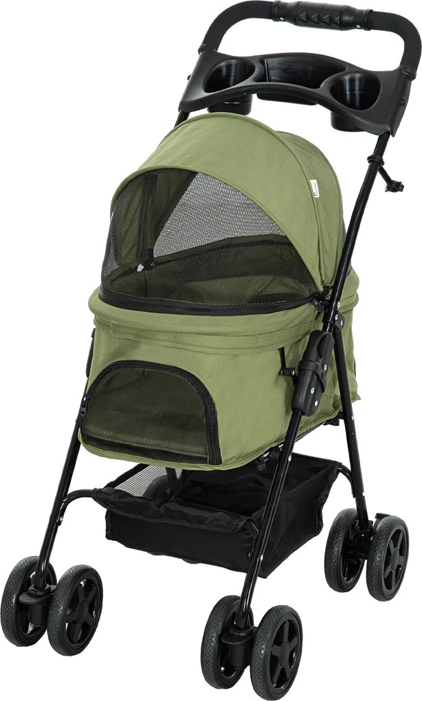 Outsunny Wózek dla Zwierząt Składany Ciemnozielony do 20kg | Aosom PL