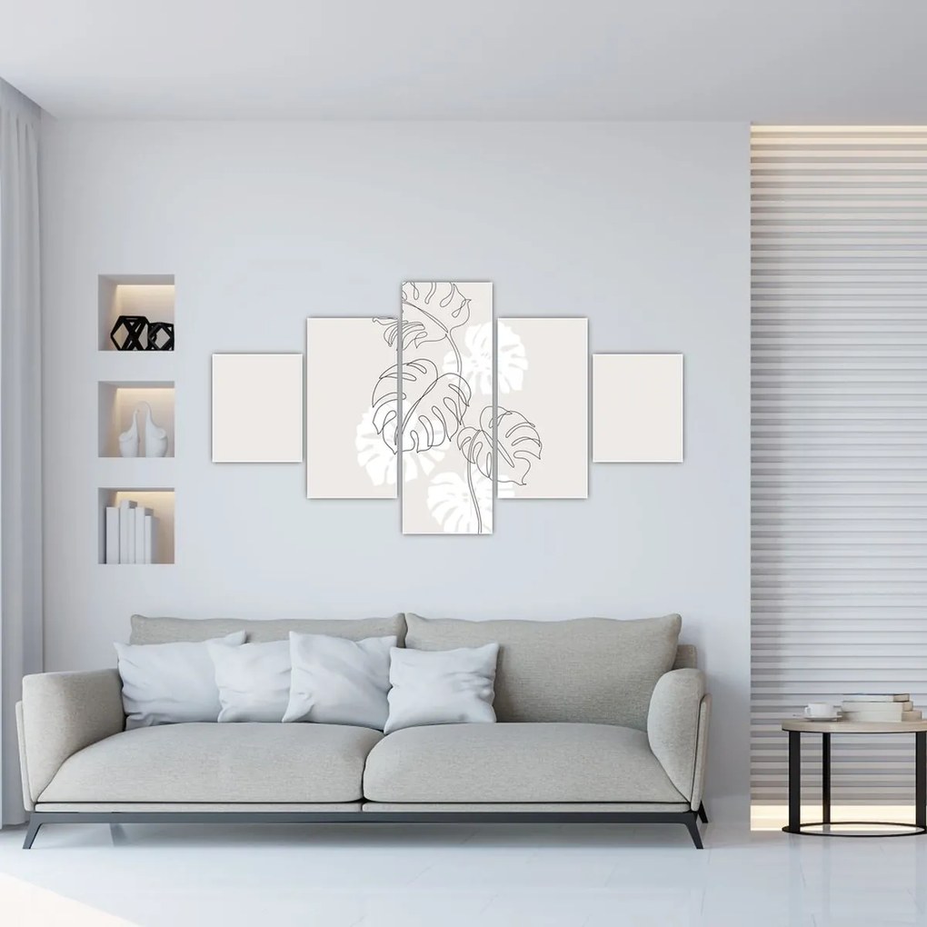 Obraz - Line art monstera N⁰3 (125x70 cm)