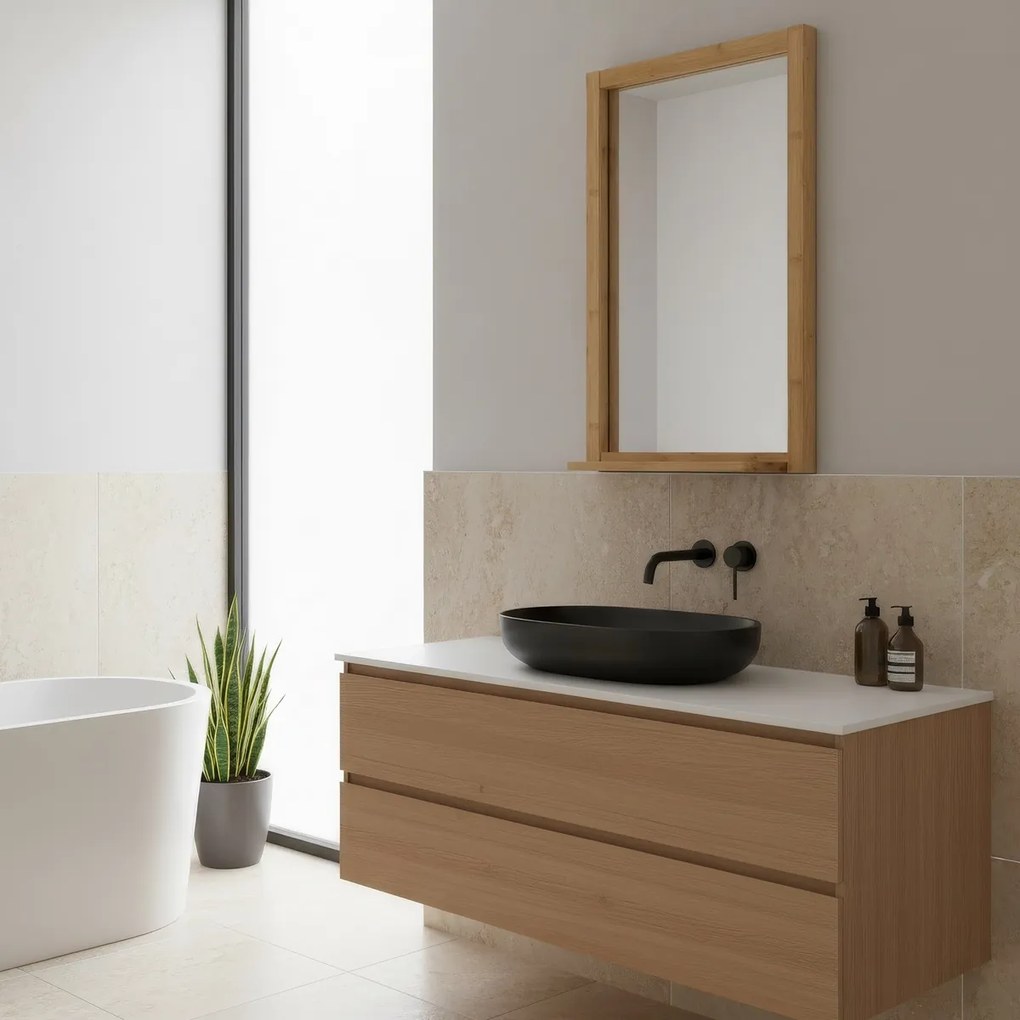 Lustro ścienne B043 NAT, bambus, M