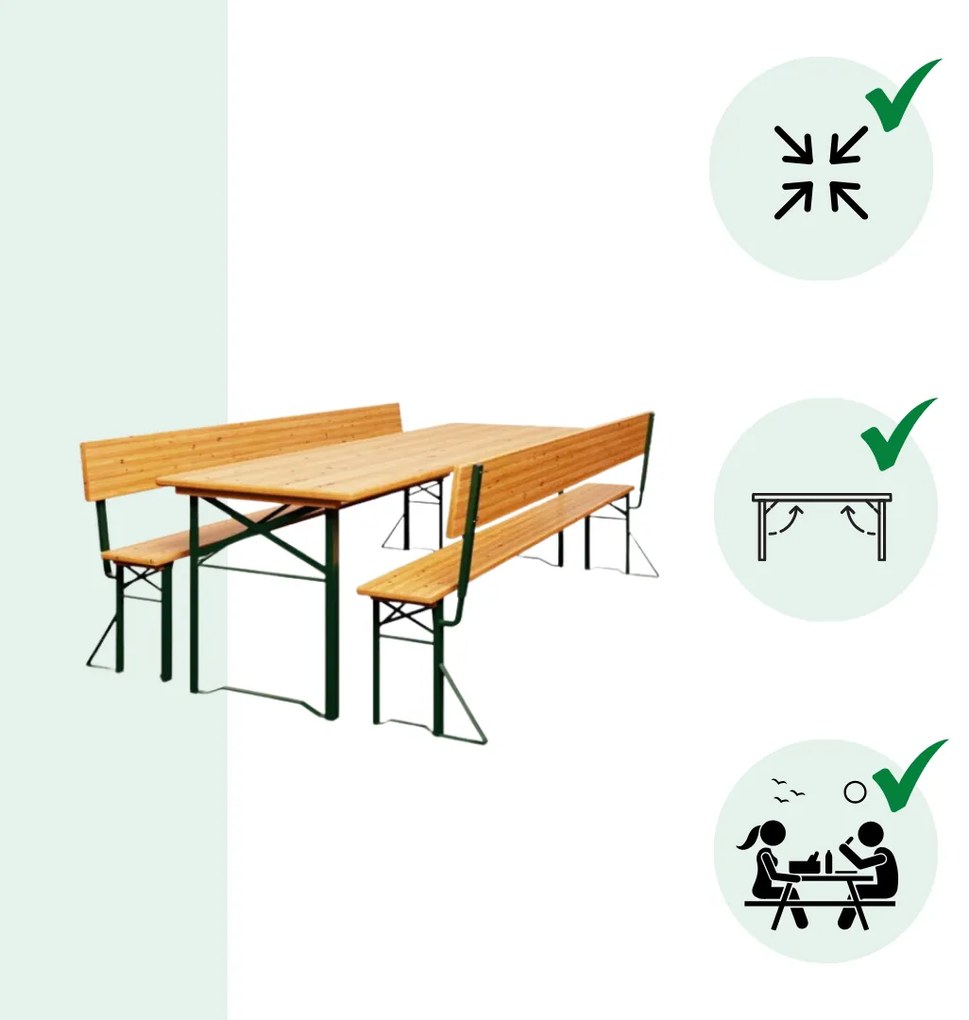 Zestaw piwny PRAKTIK z oparciami, 170cm, brązowa Jurhan