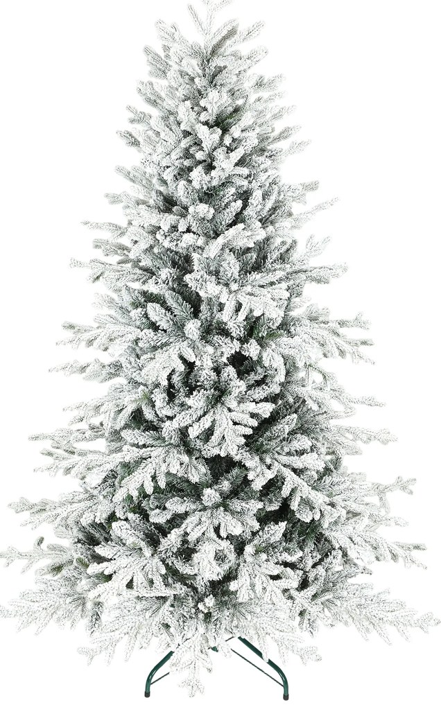 HOMCOM Sztuczna choinka 180 cm z efektem śniegu, 1815 gałązek, ze składanym metalowym stojakiem | Aosom PL