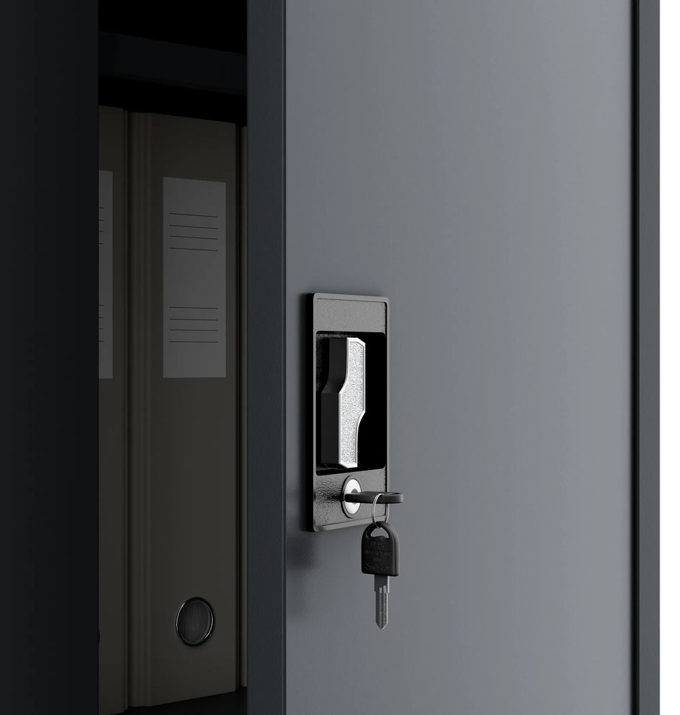 Szafa biurowa na dokumenty metalowa antracyt:  KEVIN, 900 x 1400 x 400 mm