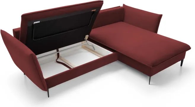 Narożnik GLOSS Prawostronny z funkcją spania, zestaw z poduszkami wolnostojący tkanina RIVIERA 69 Fioletowy WERSAL