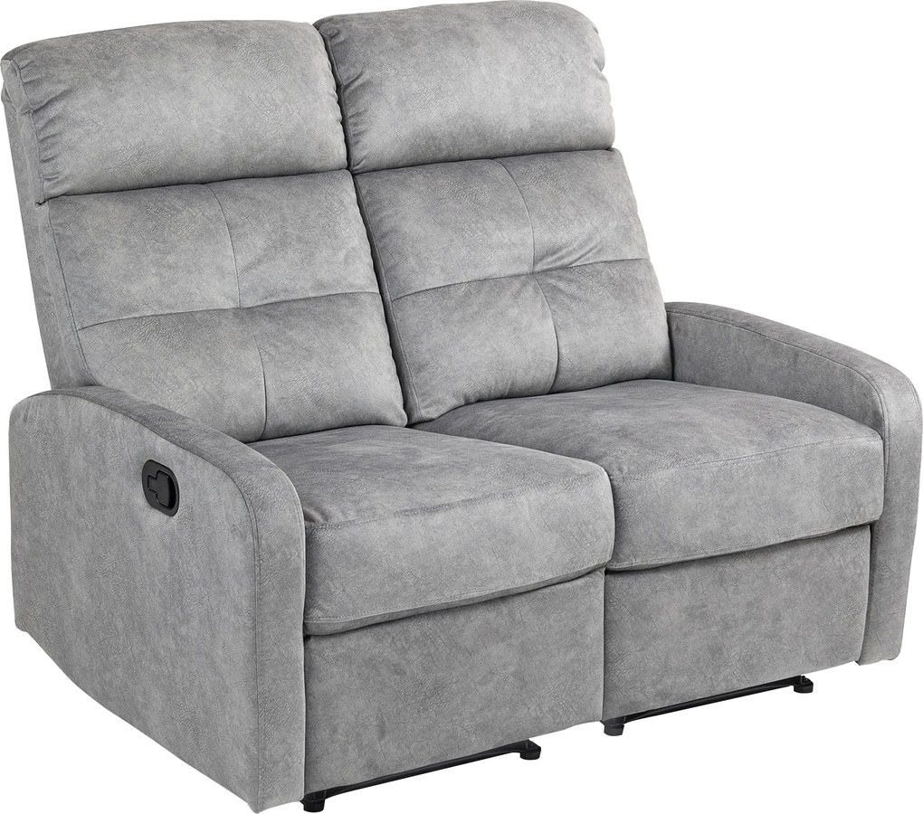 HOMCOM Relaksacyjny fotel dwuosobowy z regulacją oparcia i podnóżkiem, do salonu, z tkaninowym obiciem, Szary