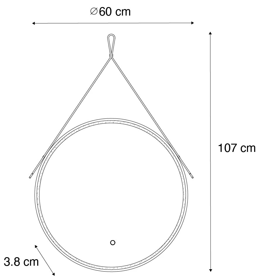 Nowoczesne lustro łazienkowe czarne z oświetleniem LED i dotykowym ściemniaczem - Pien
