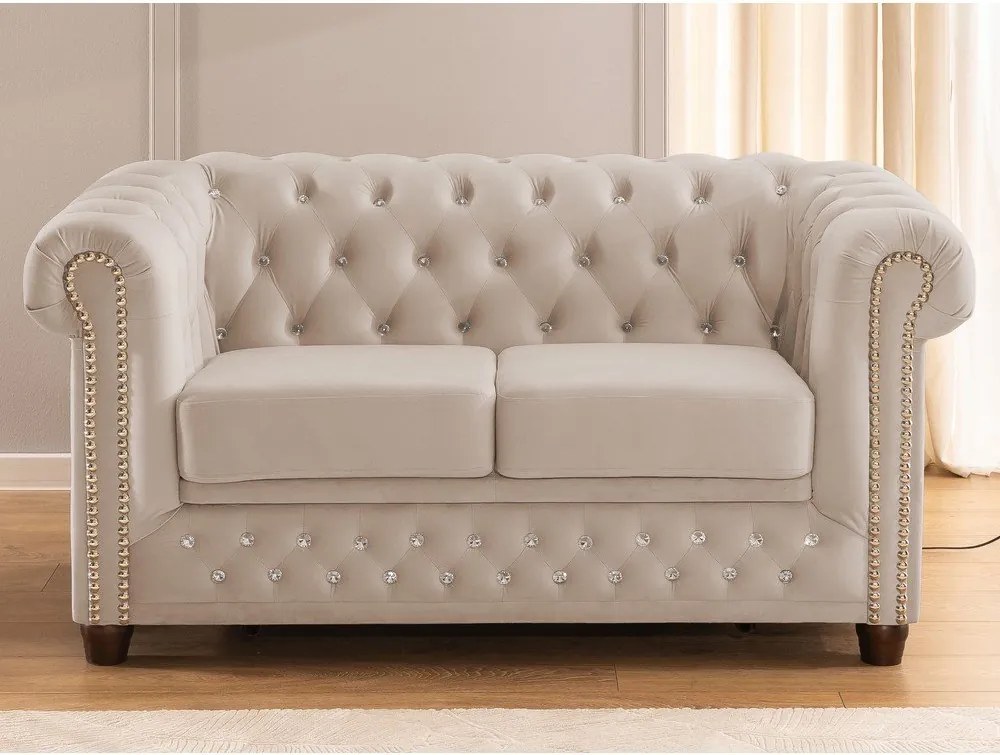 Beżowa aksamitna rozkładana sofa 148 cm York Blik – Ropez