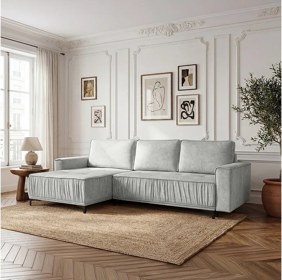 Narożnik w kształcie L funkcja spania do salonu, Juka Terra jasnoszary (88)