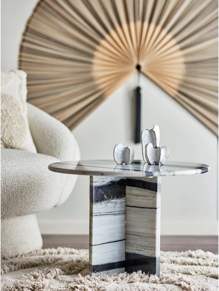 Czarno-biały marmurowy okrągły stolik ø 61 cm Rosito – Bloomingville