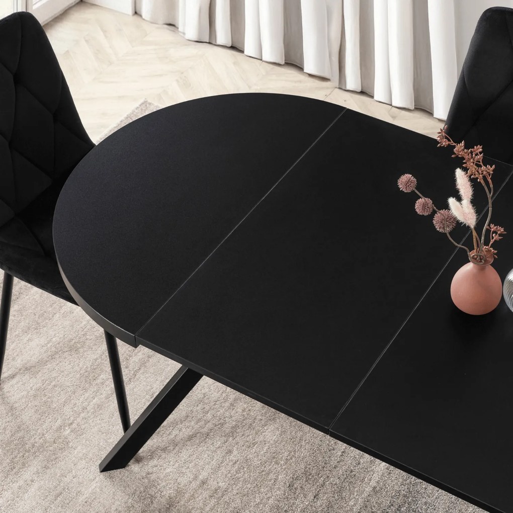 Stół Okrągły Rozkładany DORIAN 80-160 cm Czarny Nowoczesny Loft