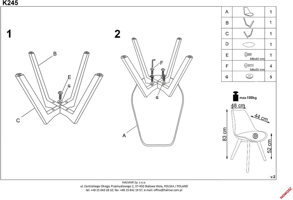 Transparentne krzesło z poduchą K245