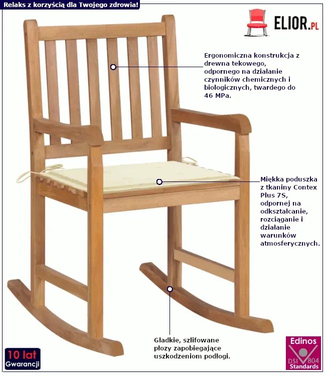 Fotel bujany z kremową poduszką - Nevios