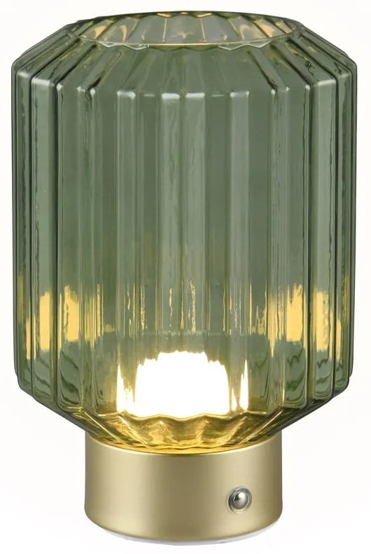 Lampa stołowa LED w zielono-złotym kolorze ze ściemniaczem i szklanym kloszem (wys. 19,5 cm) Lord – Reality