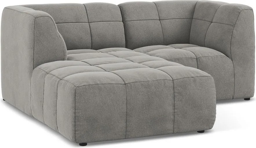 Szary aksamitny narożnik (lewostronny/z szezlongiem) Aloha – Makamii