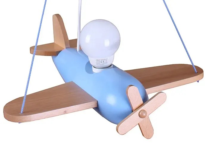 Niebieska lampa wisząca dziecięca samolot - S201-Velori