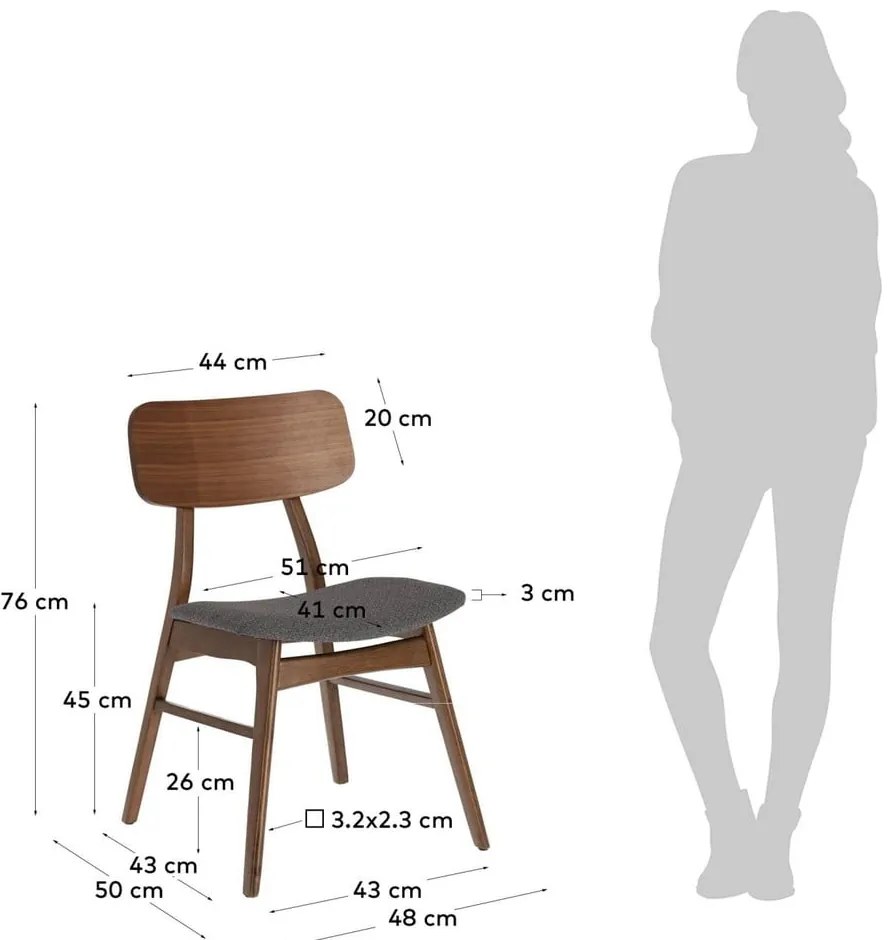 Ciemnoszaro-brązowe krzesła w dekorze orzecha zestaw 2 szt. Selia – Kave Home
