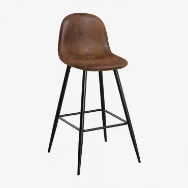 Zestaw 4 Wysokich Krzeseł Glamm Ze Sztucznej Skóry Negro & Café Vintage & ↑75 Cm - Sklum