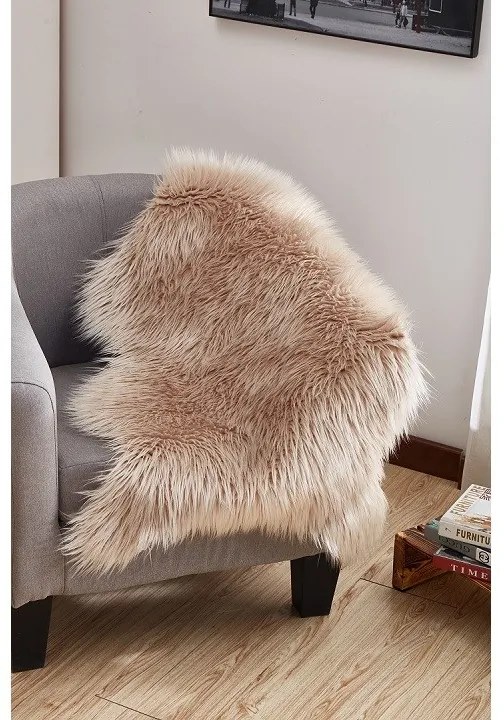 Sztuczne futerko Ebony beżowy, 60 x 90 cm