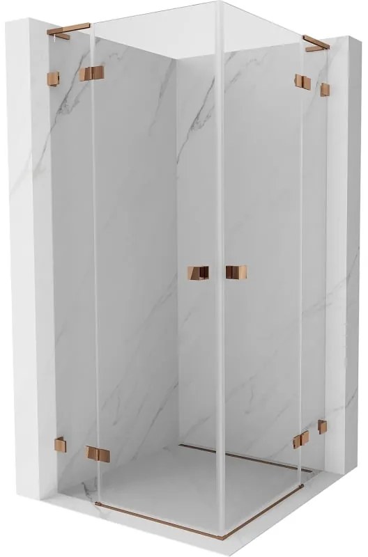 Mexen Lunar L Duo kabina prysznicowa uchylna 95 x 95 cm, transparent, różowe złoto - 834L-095L-095P-60-00