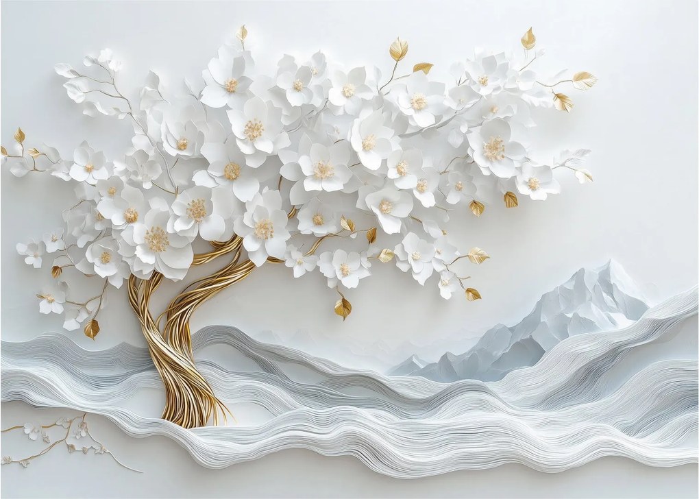 Obraz na szkle – Eleganckie drzewo życia 3D (70x50 cm)