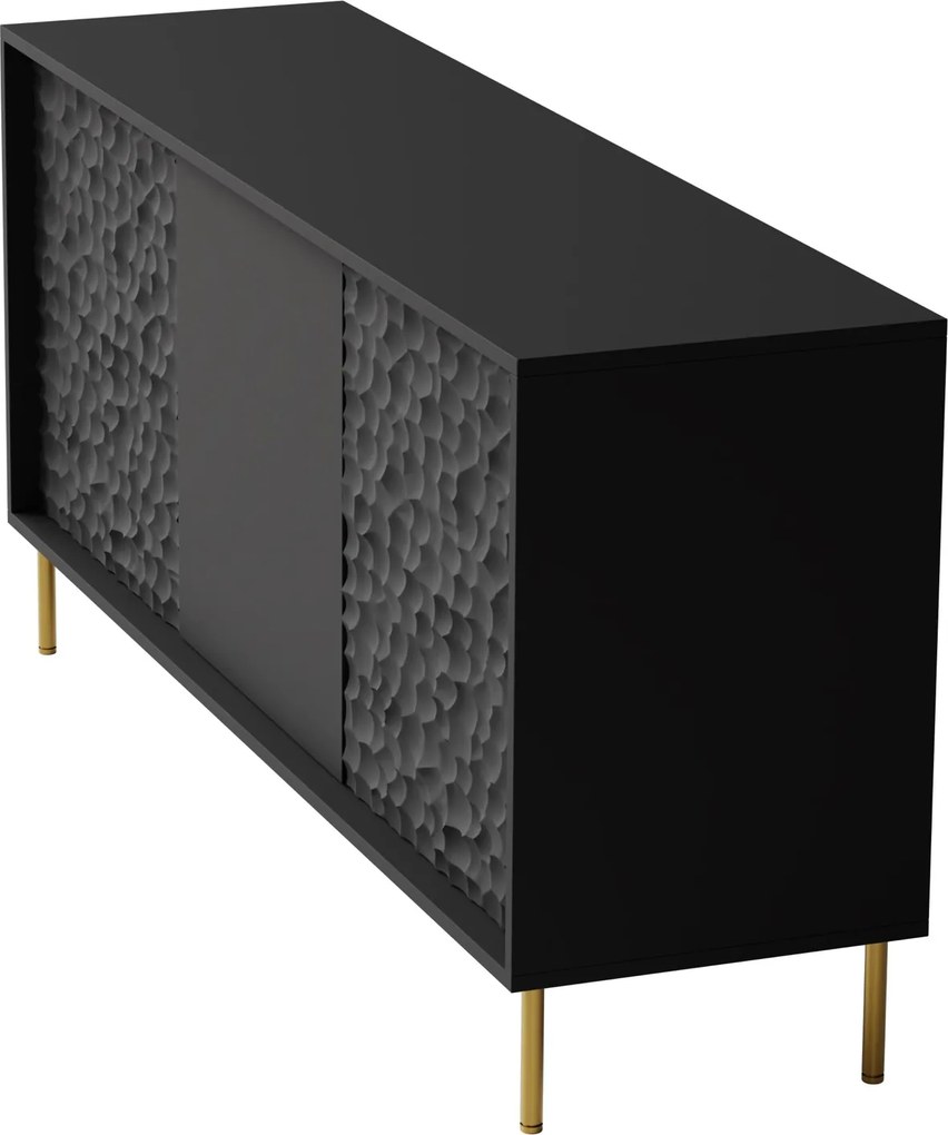 Czarna komoda z frontami 3D Bullet KM-1