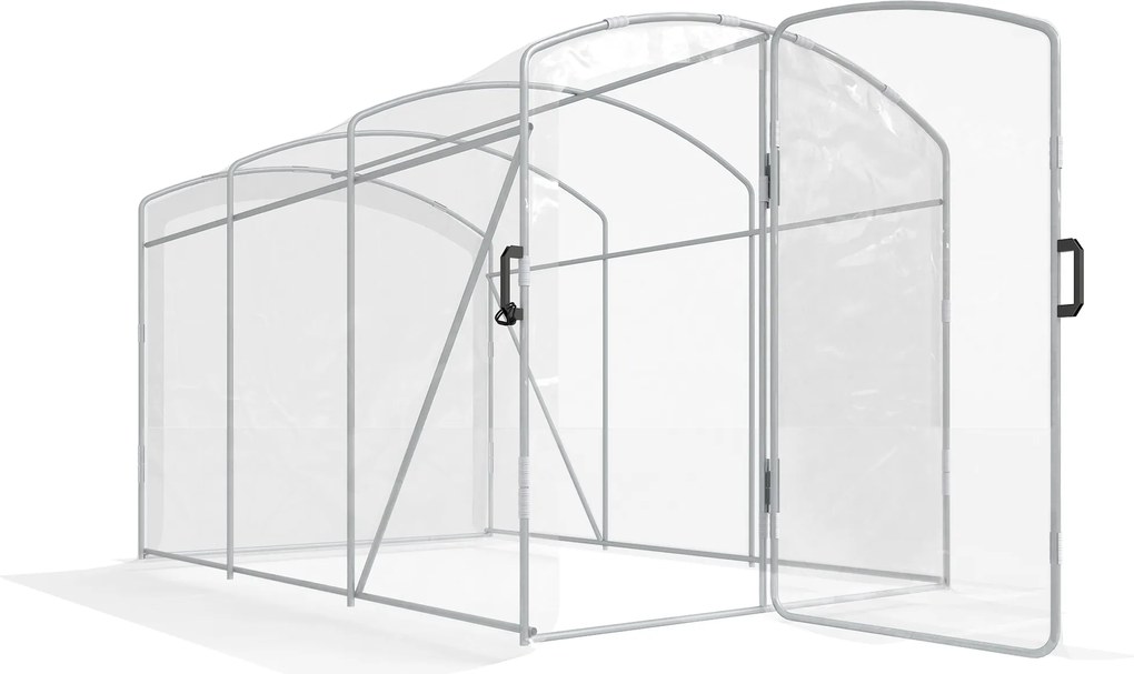 Outsunny Szklarnia foliowa, tunelowa 3 x 2 x 1,95 m, Odporna na wiatr szklarnia na pomidory, Szklarnia z 1 drzwiami, do ogrodu, na balkon, z PE, Przezroczysta