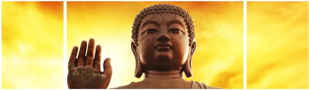Obraz - Budda z czerwonym i żółtym tłem (170x50 cm)