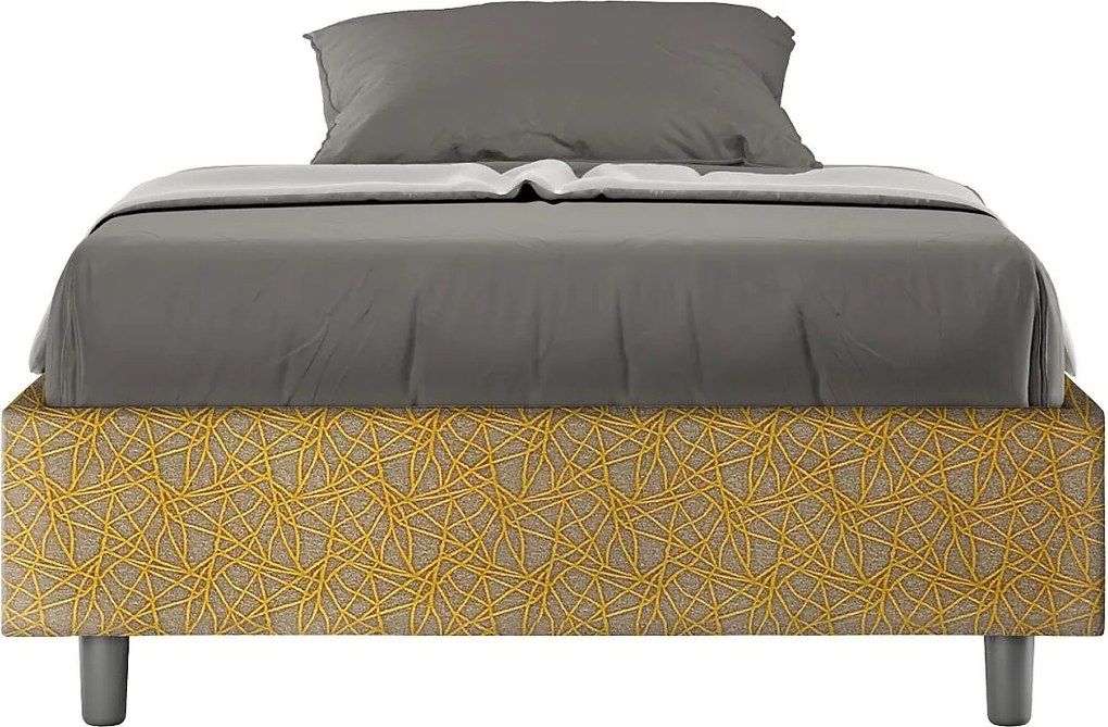 Łóżko bez stelaża tapicerowane 120x190 tkaniny Era 6 żółty Azelia