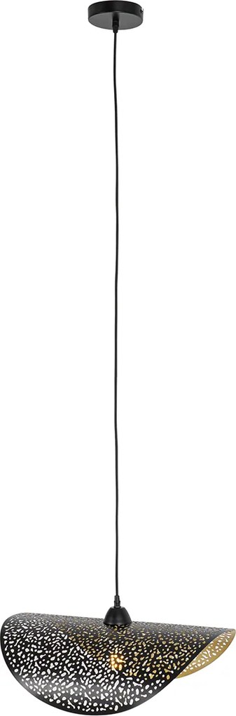 Orientalna lampa wisząca czarna ze złotem 50 cm - Japke