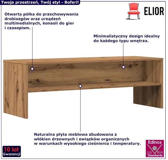 Otwarta szafka RTV w skandynawskim stylu dąb artisan - Boferi