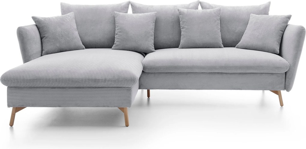 Masseno Narożnik NERA z funkcją spania i pojemnikiem na pościel Narozniki L, Rozkładana sofa - Szary, POSO 55