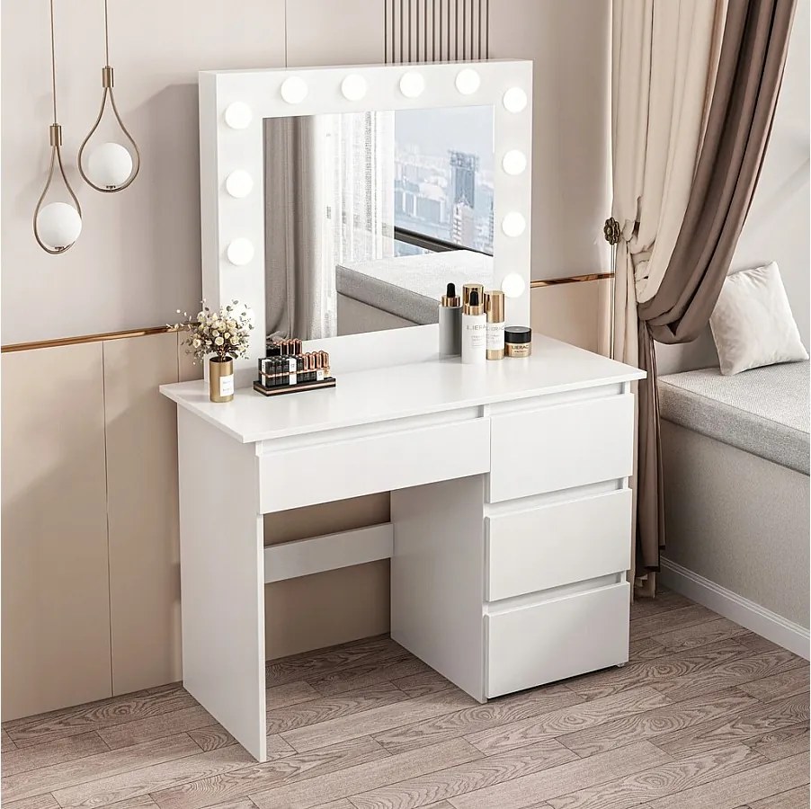 Toaletka do makijażu wizażu kosmetyczna z lustrem led nowoczesna loft 90 cm