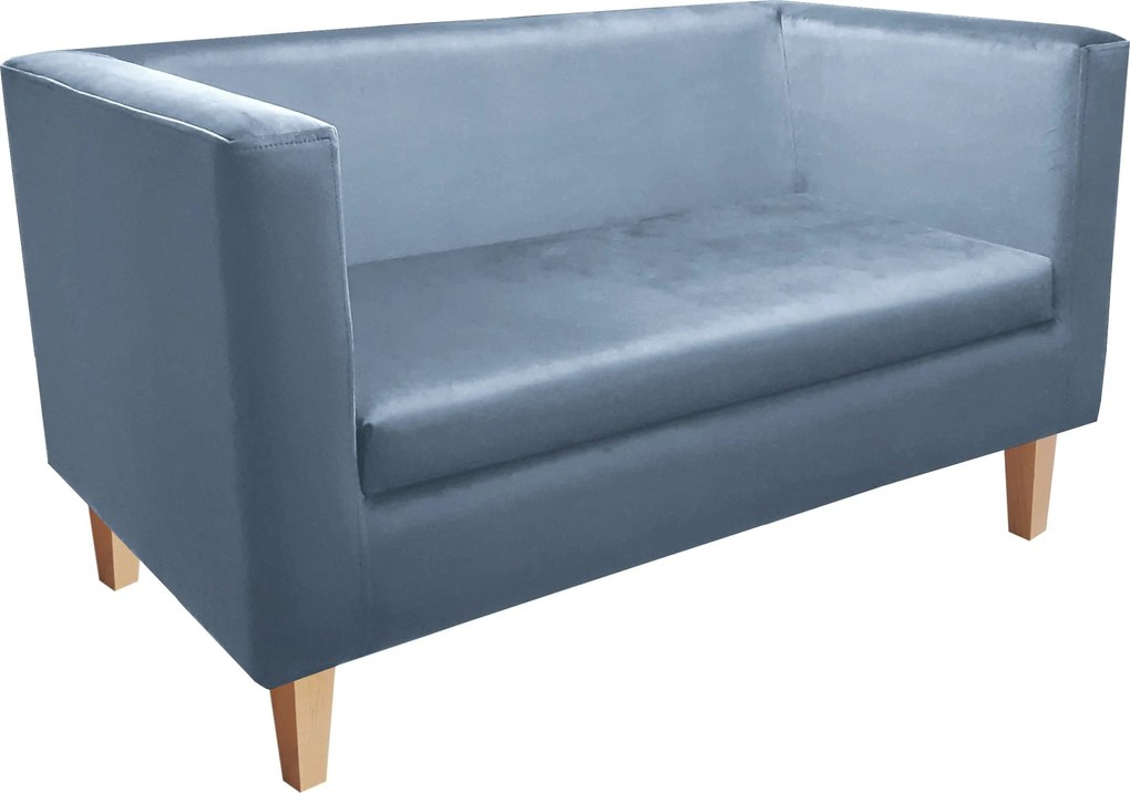Sofa Monaco : Kolor nogi - Drewno, Kolor tkaniny - VELVET - BL06, Typ tkaniny - Velvet, Wysokość nogi - 15 cm