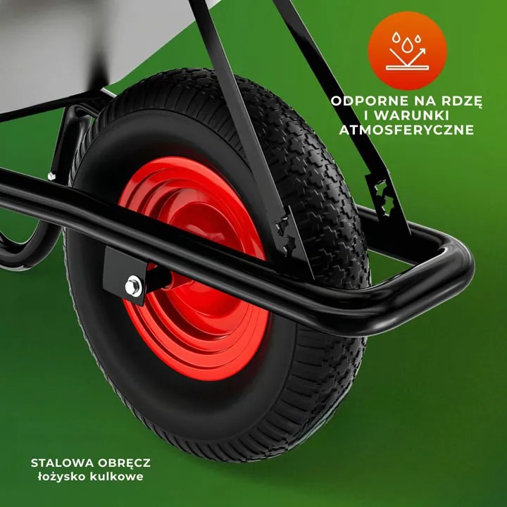 Taczka ogrodowa ocynkowana BARRY, max. pojemność 100l/250kg, srebrna/czarna Gardebruk