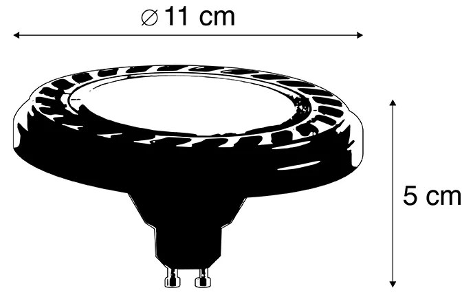 Żarówka LED GU10 przyciemniana AR111 czarna 8W 600lm 2700K