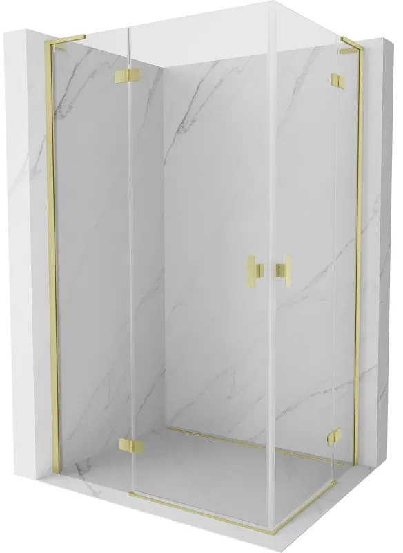 Mexen Mist-H L Duo kabina prysznicowa uchylna lewa 80 x 75 cm, transparent, złota szczotkowana - 8A5L-080L-075P-55-00