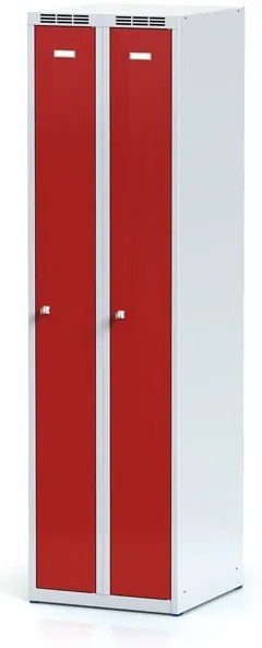 Alfa 3 Szafka ubraniowa S6 wąska, 2-drzwiowa, 1800 x 500 x 500 mm, zamek cylindryczny, drzwi czerwone