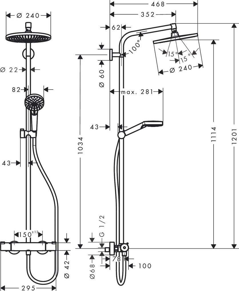 hansgrohe Crometta S 240 Duschsystem mit Thermostat