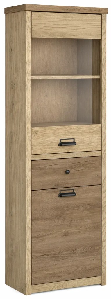 Wysoka witryna szklana dąb cremona + dąb lefkas K7-C32