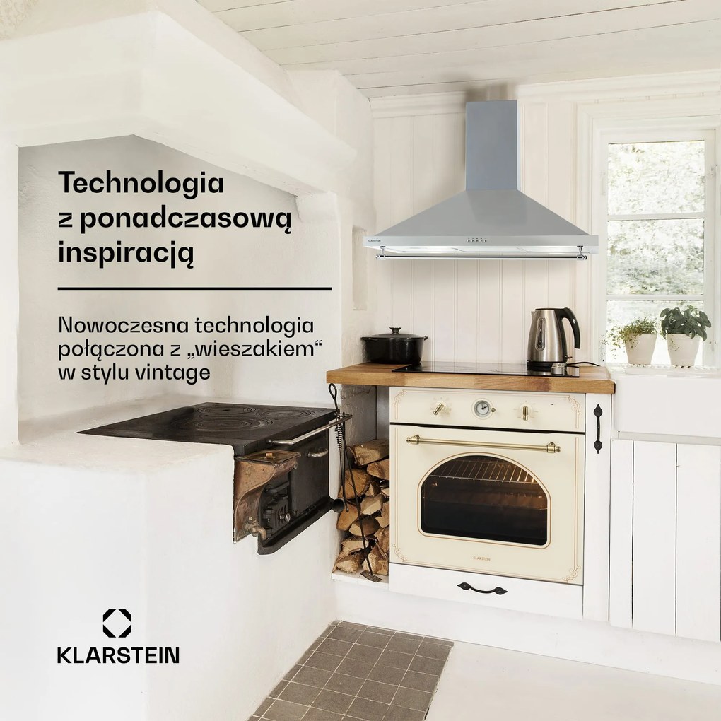 Klarstein Montblanc 599.2m³/h 90cm Okap Retro Srebrny