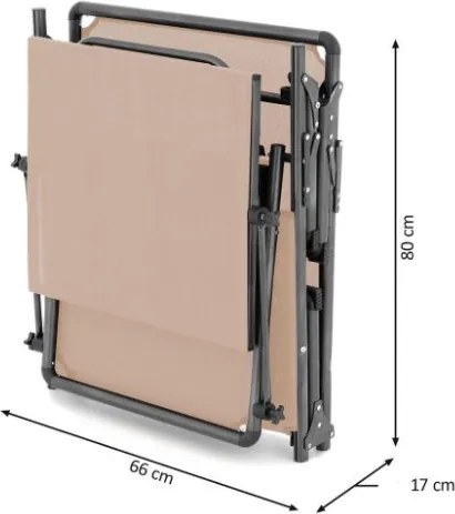 Leżak składany DIVERO z daszkiem, XXL, beżowy