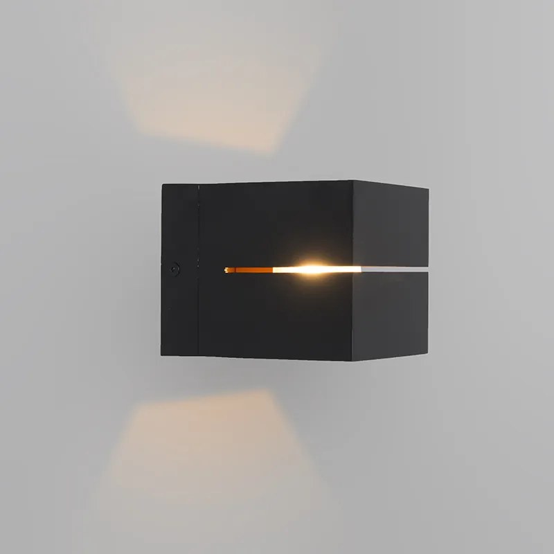 Zestaw 2 lamp ściennych czarnych ze złotym wnętrzem 9,7 cm - Transfer Groove Oswietlenie wewnetrzne