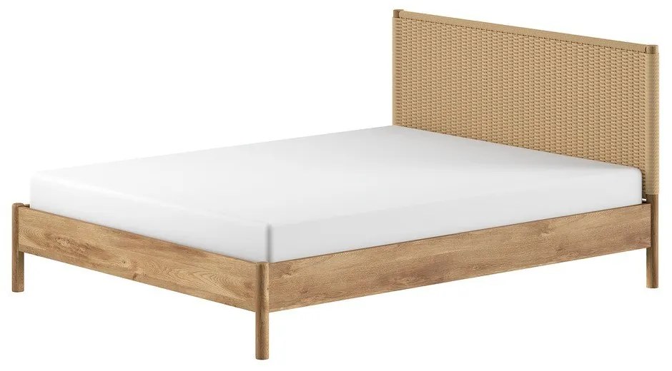 Łóżko dwuosobowe z litego drewna dębowego bez stelaża 160x200 cm w naturalnym kolorze Olive Rope – Vipack