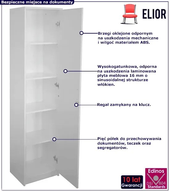 Biała Szafa Biurowa Zamykana Na Klucz 90X200 P5-L87