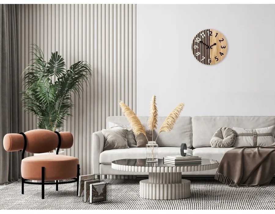 Zegar na ścianę nowoczesny drewniany z cichym mechanizmem okrągły solidny