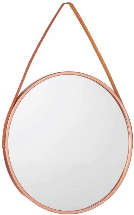 Brązowe okrągłe lustro ścienne ROSEA, średnica 45cm