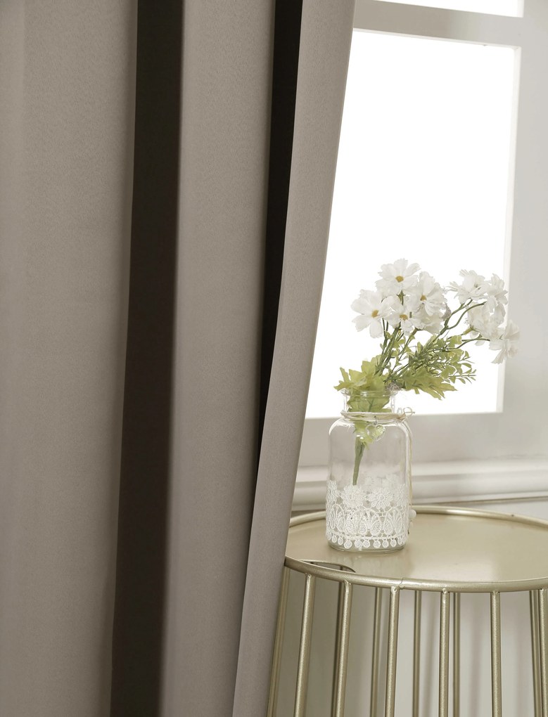 Jasnobrązowa zasłona OXFORD 140x250 cm Zawieszanie: Taśma z wiązaniami