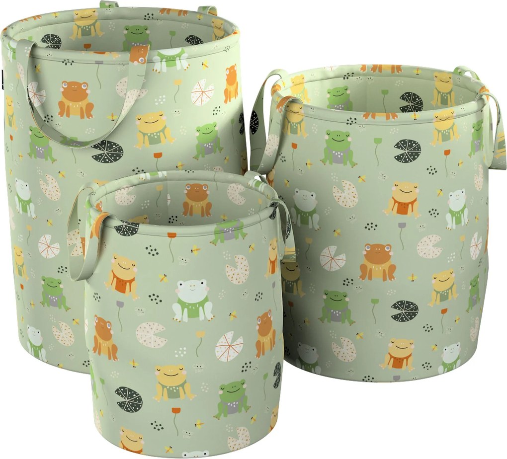 Kosz na zabawki Tobi kolor zielony tkanina wzorzysta